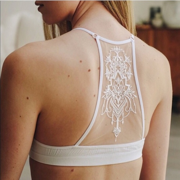 Other - ❌ SOLD ❌ White Tattoo Mesh Racerback Bralette